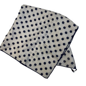 Polka Dot Scarf White Black 21" Square Preppy Fashion Accessory Retrp Twee
